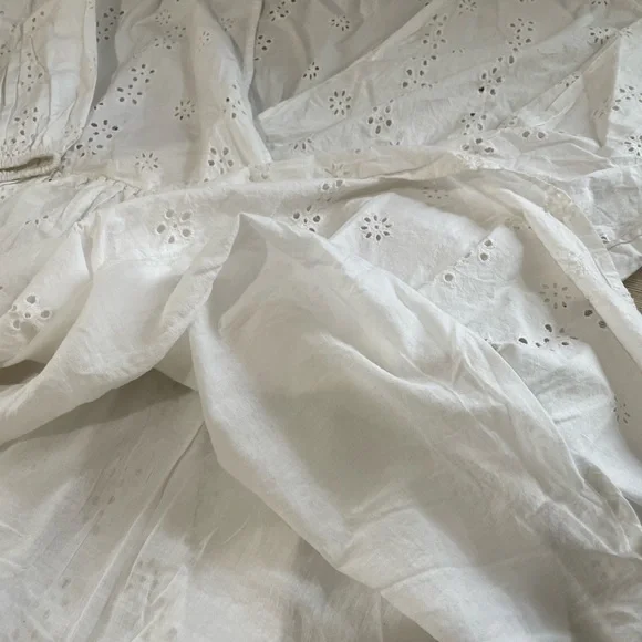 ASOS White Eyelet Detail long sleeve mini dress - Picture 3 of 5